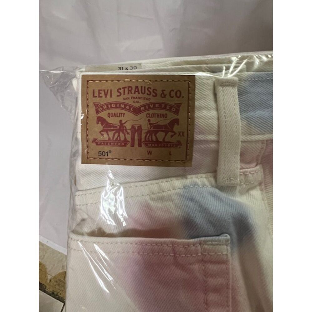 NEW Levi's 501 Jeans Womens Straight Leg White Tie Dye High Waisted Size 31x30 - Picture 4 of 14